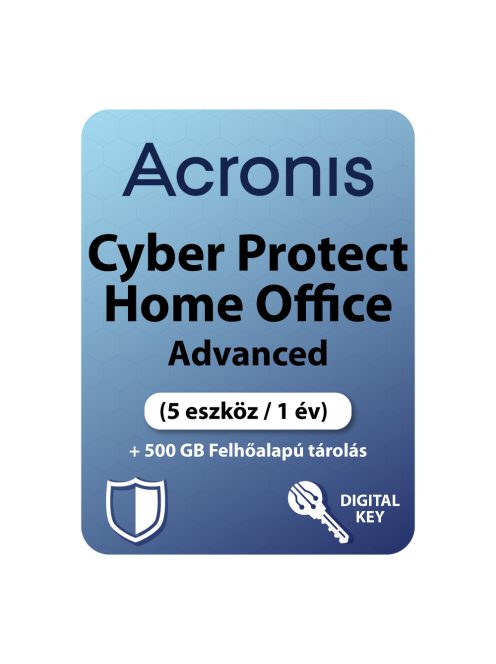 Acronis Cyber Protect Home Office Advanced (5 eszköz / 1 év) + 500 GB Felhőalapú tárolás 