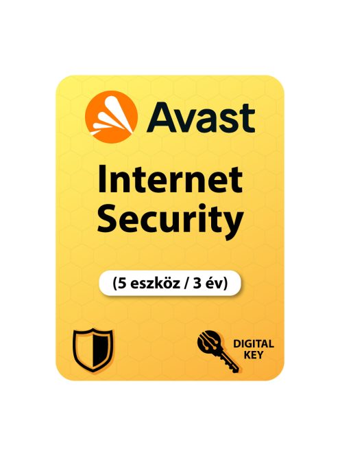 Avast Internet Security (5 eszköz / 3 év) digitális licence kulcs  letöltés