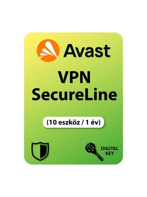 Avast SecureLine VPN (10 eszköz / 1 év) digitális licence kulcs  letöltés