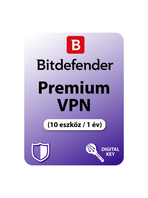 Bitdefender Premium VPN (10 eszköz  / 1 év) digitális licence kulcs  letöltés