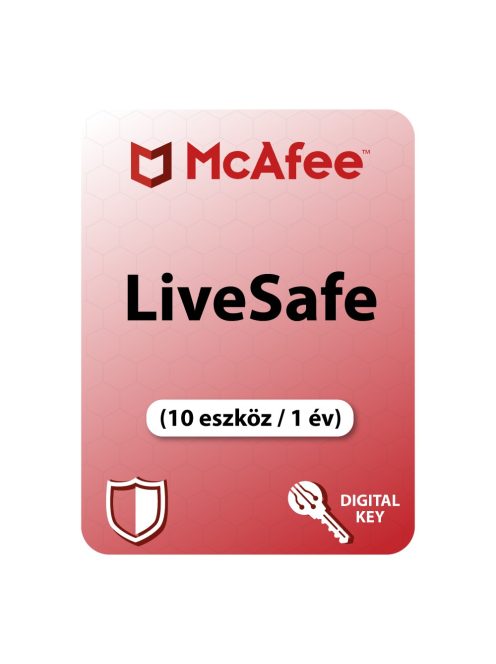 McAfee LiveSafe (10 eszköz / 1év) digitális licence kulcs  letöltés