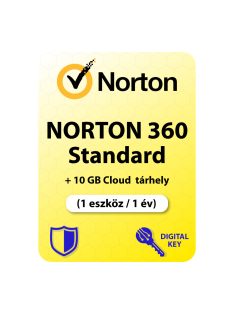 Norton 360 Standard (EU) + 10 GB Cloud tárhely (1 eszköz / 1év) digitális licence kulcs