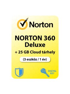Norton 360 Deluxe (EU) + 25 GB Cloud tárhely (3 eszköz / 1 év) digitális licence kulcs  letöltés