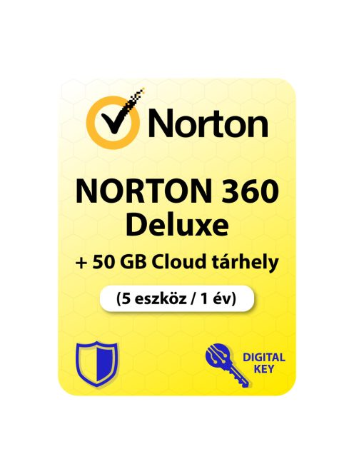 Norton 360 Deluxe (EU) + 50 GB Cloud tárhely (5 eszköz / 1 év) digitális licence kulcs  letöltés