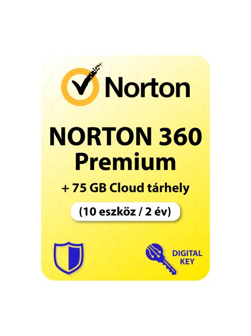 Norton 360 Premium + 75 GB Cloud tárhely (10 eszköz / 2 év)