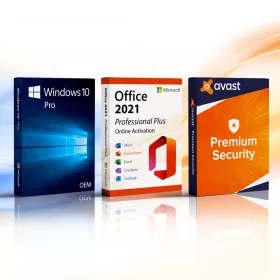 Microsoft Windows 10 Pro (OEM) + Office 2021 Professional Plus (Online aktiválás) + Avast Premium Security (1 eszköz   1 év)