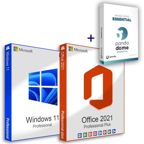Microsoft Windows 11 Pro (OEM) + Office 2021 Professional Plus (Online aktiválás) + Panda Dome Essential (3 eszköz / 1 év) Family Pack