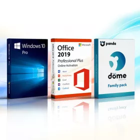 Microsoft Windows 10 Pro + Office 2019 Professional Plus (Online aktiválás) + Panda Dome Essential (3 eszköz   1 év) Family Pack
