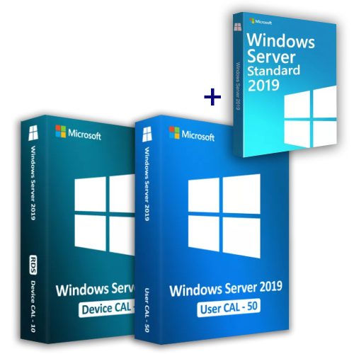 Microsoft Windows Server 2019 Standard (2 felhasználó) + 2019 RDS User CAL (50 felhasználó) + 2019 RDS Device CAL (50 eszköz) Business 19