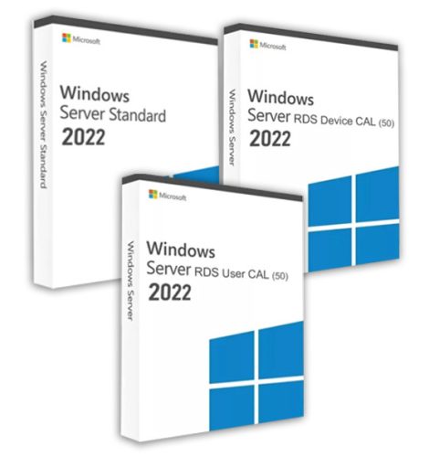 Microsoft Windows Server 2022 Standard (2 felhasználó) + 2022 RDS User CAL (50 felhasználó) + 2022 RDS Device CAL (50 eszköz) Business 22