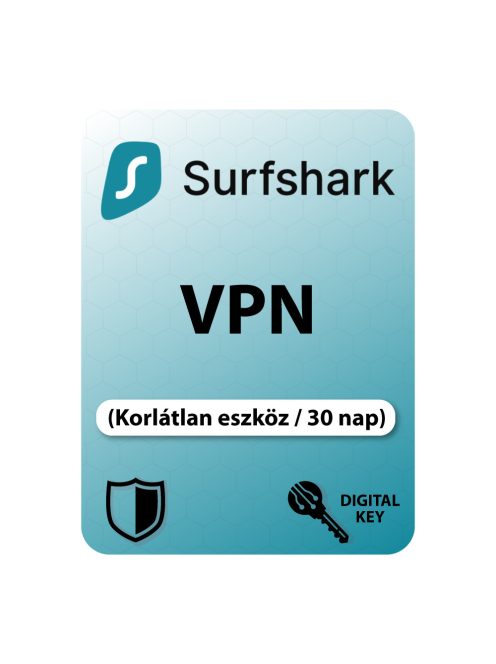 Sursfhark VPN (Unlimited eszköz / 30 nap) digitális licence kulcs  letöltés