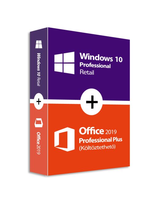 Windows 10 Pro (FPP Retail) + Office 2019 Professional Plus (Költöztethető)
