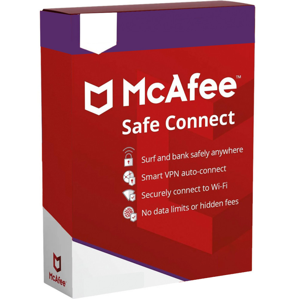 McAfee Safe Connect VPN (5 zariadení / 1 rok) (EU) (Elektronická licencia)